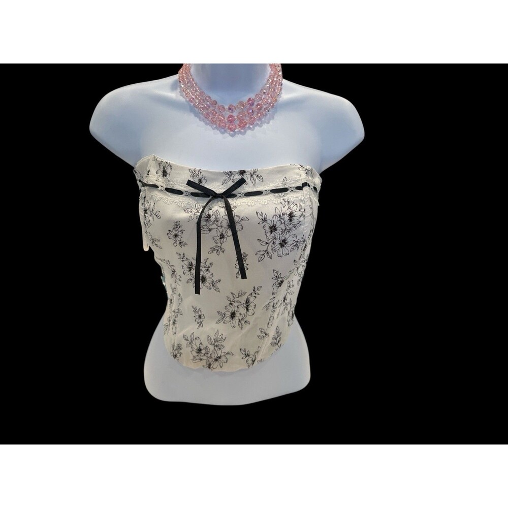 Forever 21 Bustier Back Zip‎ Sleeveless Top Floral Sz L  Lined EUC
